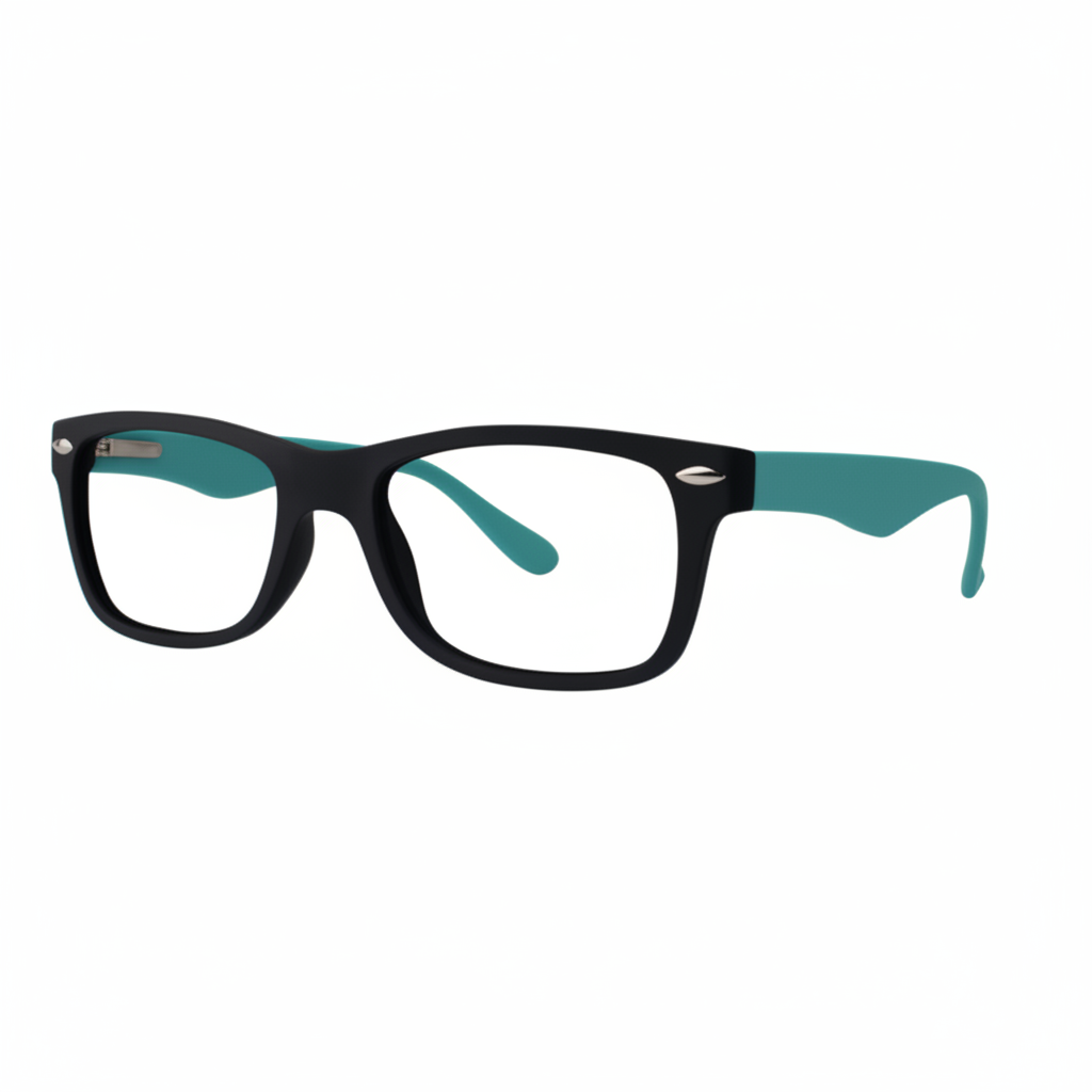 Matte Black and Teal Eyeglasses