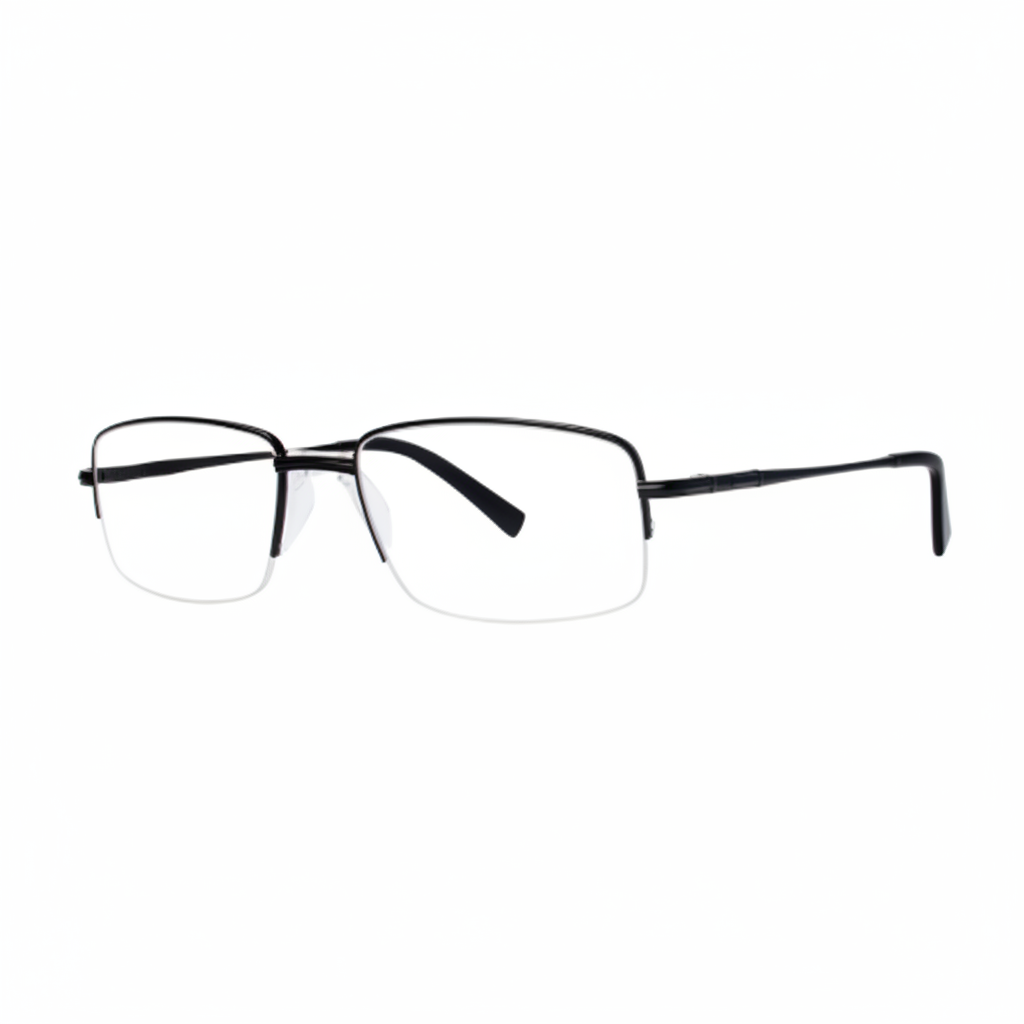 Matte Black Half-Rim Rectangular Eyeglasses 1:1