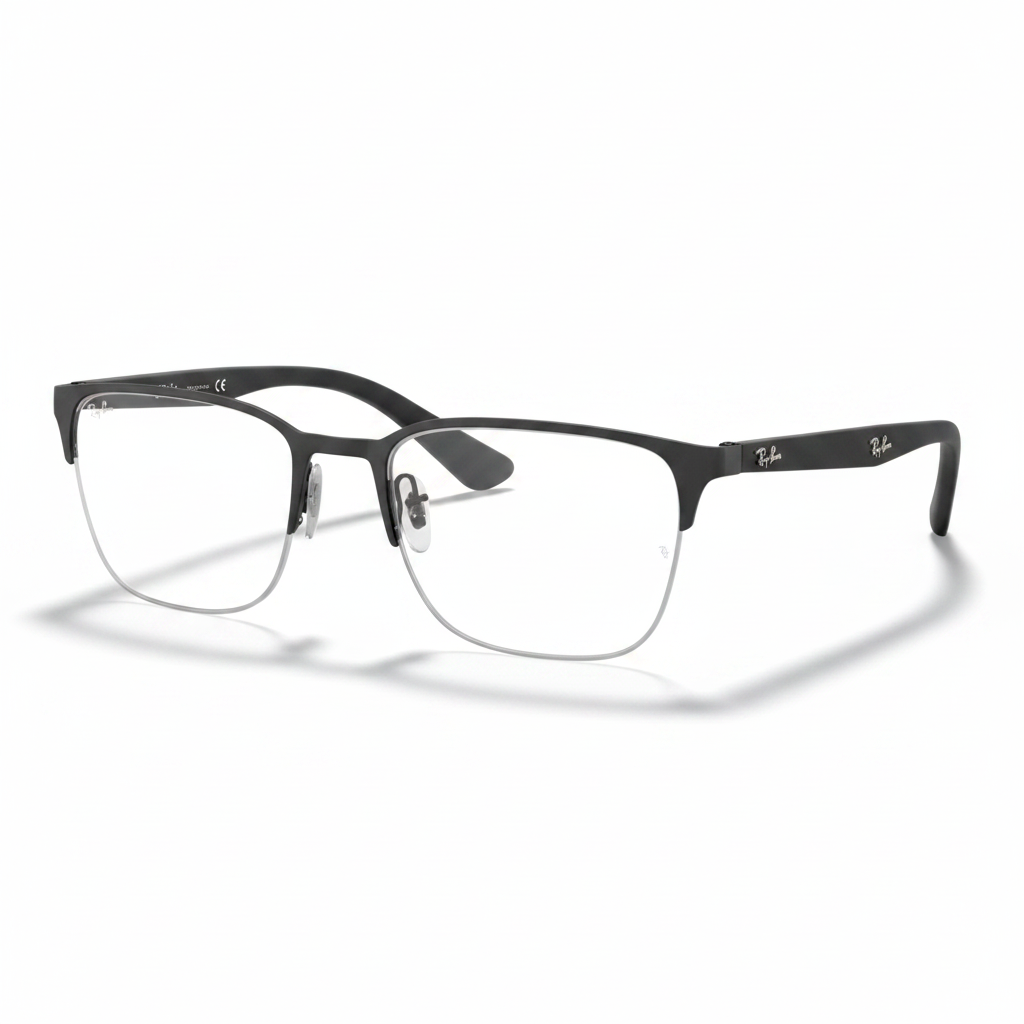 Matte Black on Silver with Thick Temples Eyeglasses 1:1