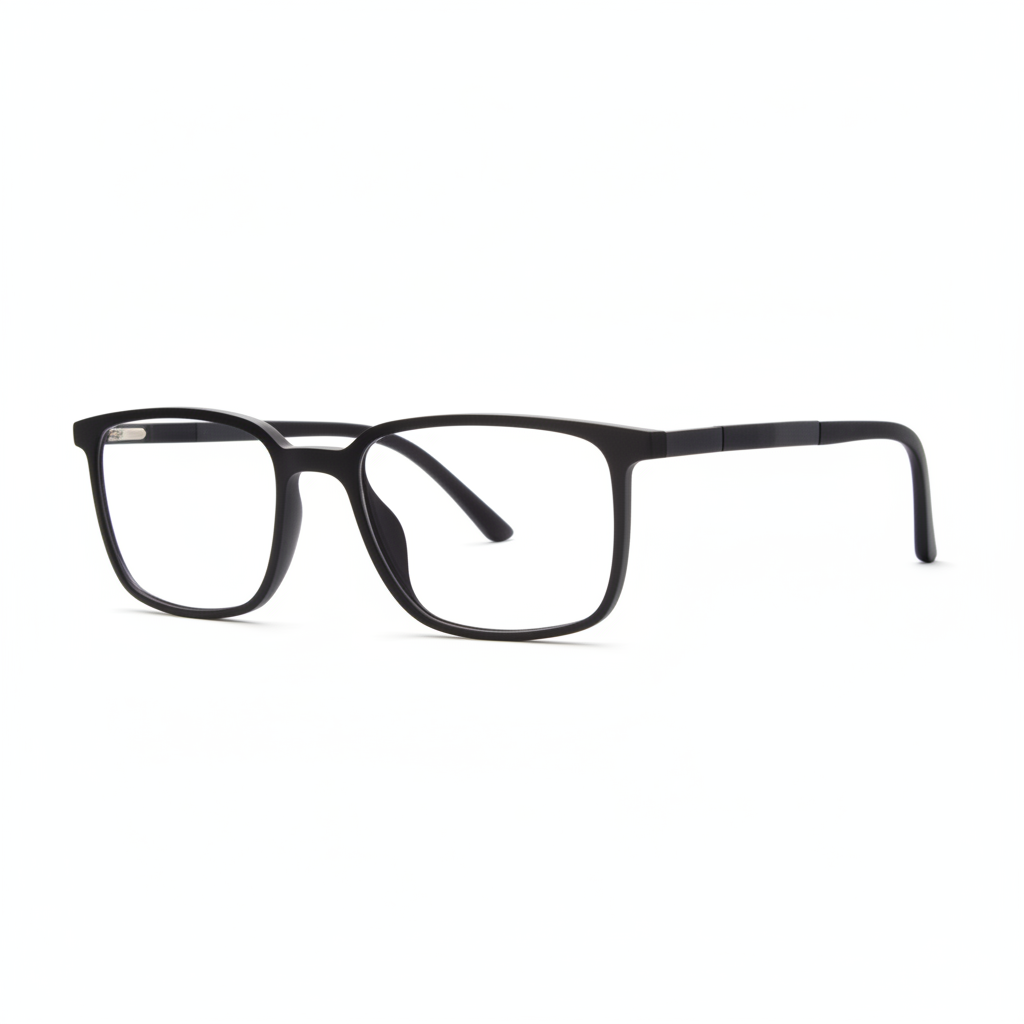 Matte Black Rectangular Eyeglasses 1:1