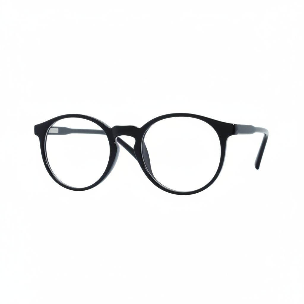 Matte Black Round Eyeglasses — 1:1