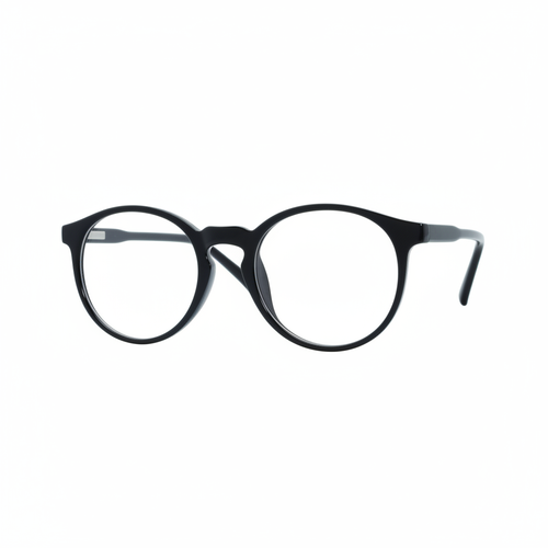 Matte Black Round Eyeglasses — 1:1