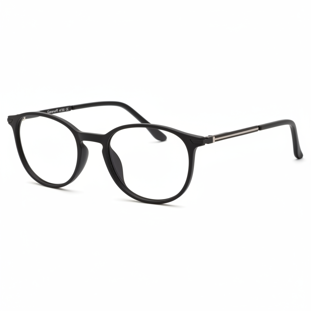 Matte Black Round Eyeglasses 1:1