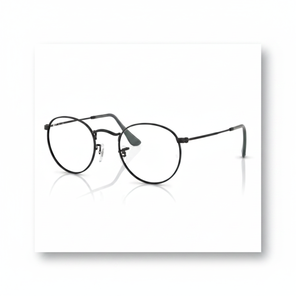 Matte Black Round Eyeglasses - 1:1