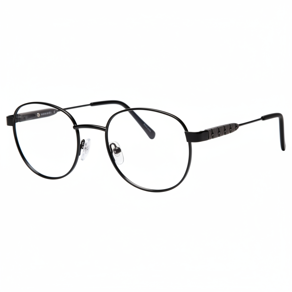Matte black round oversized eyeglasses 1:1