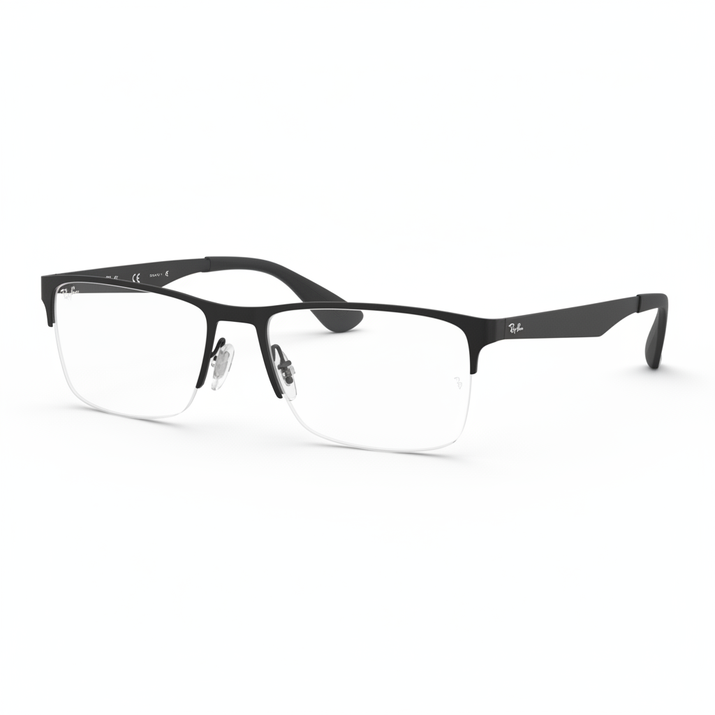 Matte Black Semi-Rimless Eyeglasses 1:1