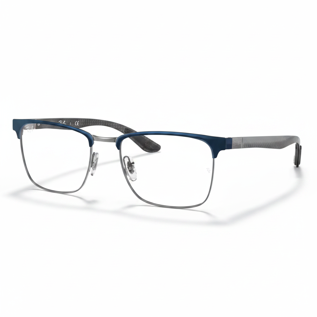 Navy Blue on Gunmetal Silver Browline Eyeglasses 1:1