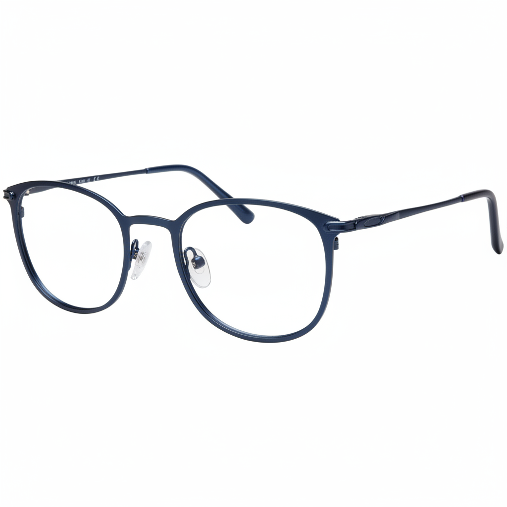 Navy blue round-square hybrid eyeglasses 1:1