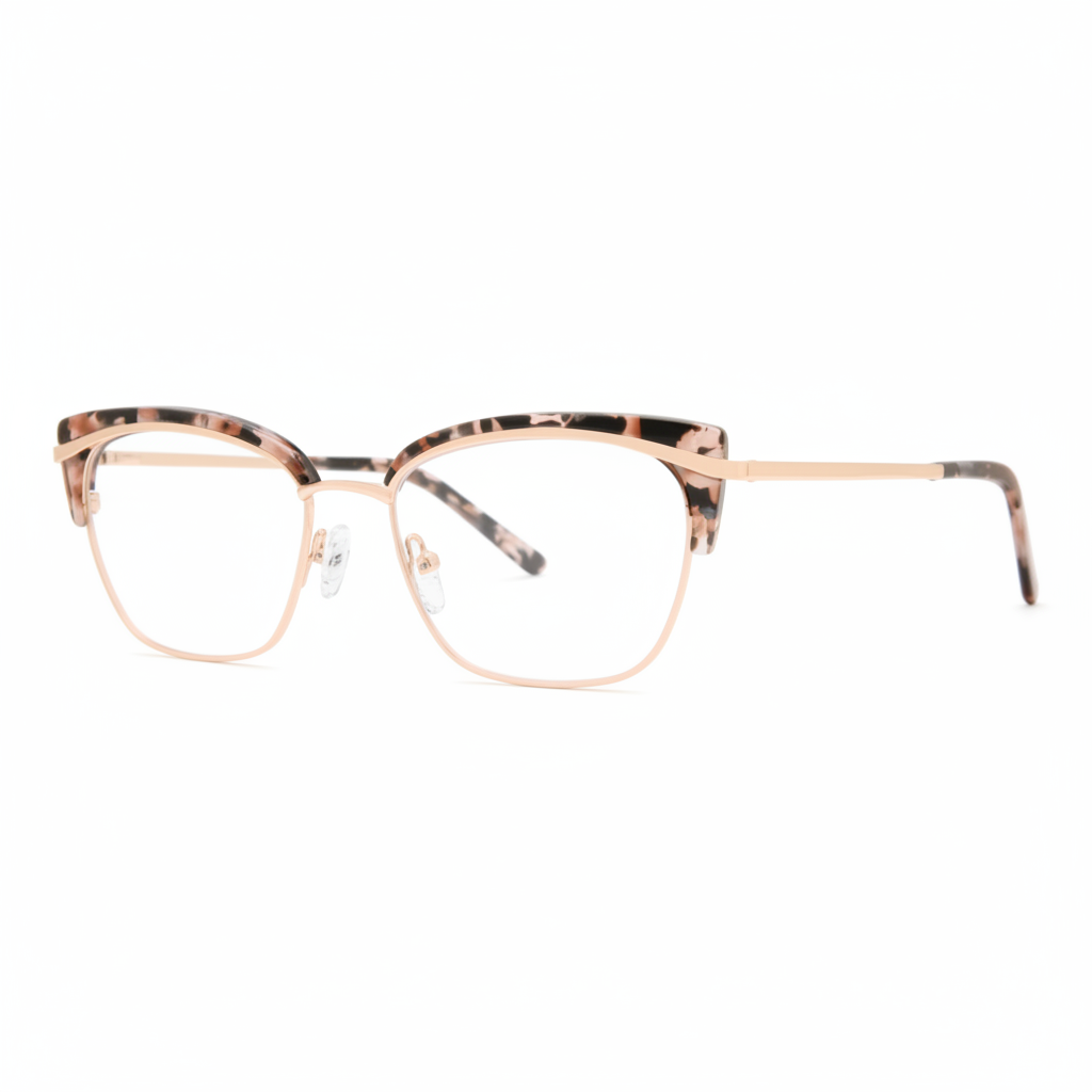 Pink tortoise and rose gold cat-eye eyeglasses