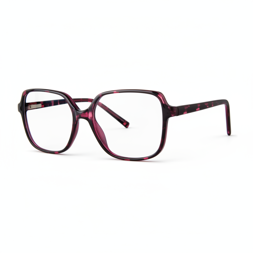 Purple Pink Tortoiseshell Square Eyeglasses