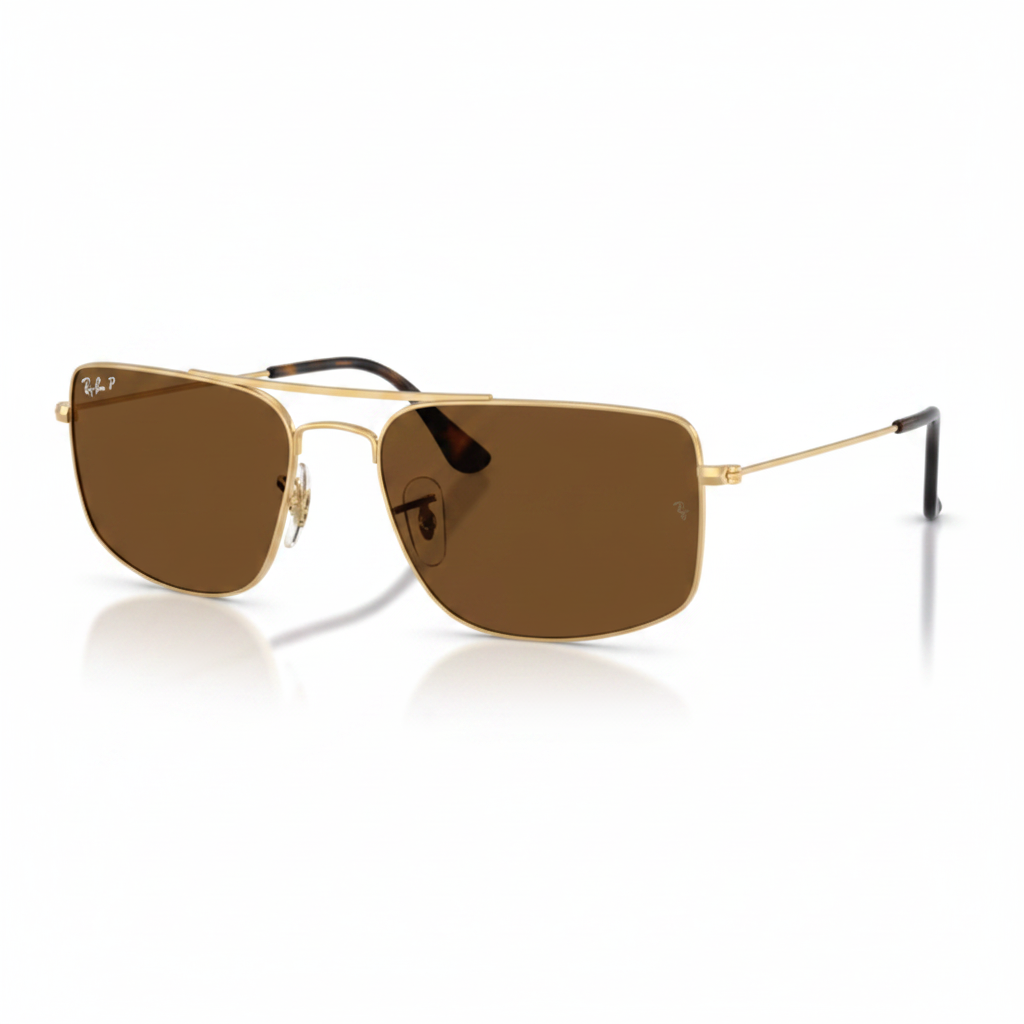 Ray-Ban Gold Double Bridge Brown Sunglasses