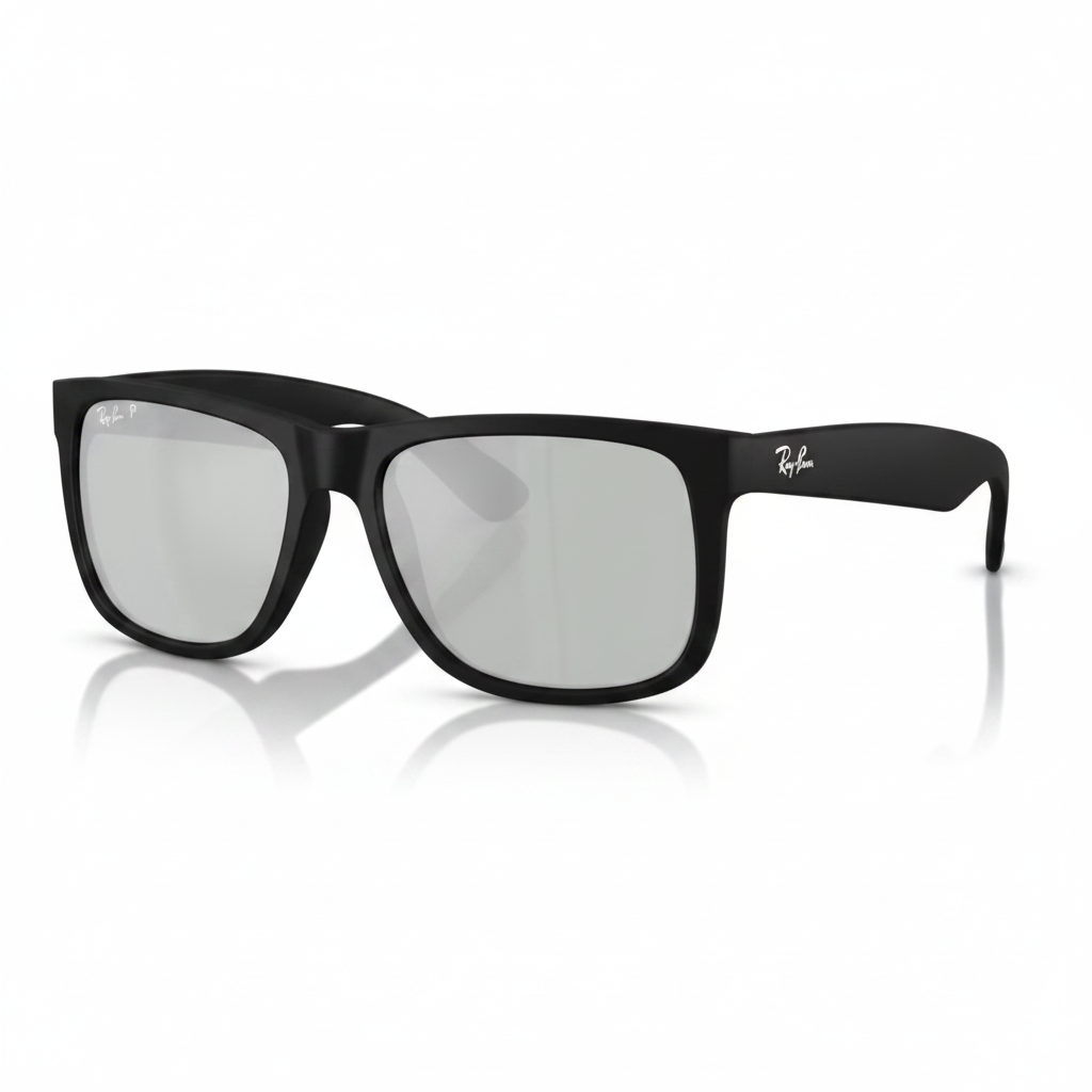 Ray-Ban Justin Matte Black Silver Mirror Sunglasses
