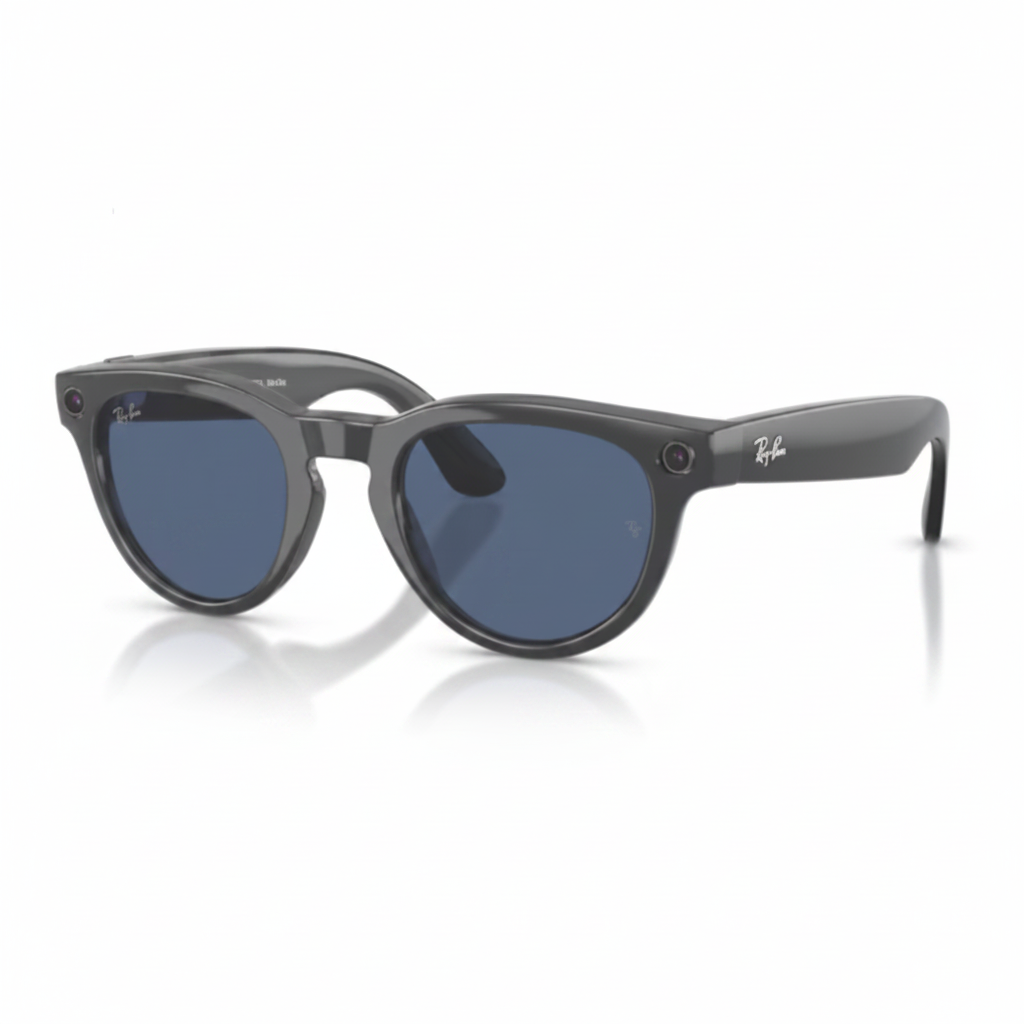 Ray Ban Meta Headliner Gen 2 sunglasses matte black low fit bridge front view with charging case