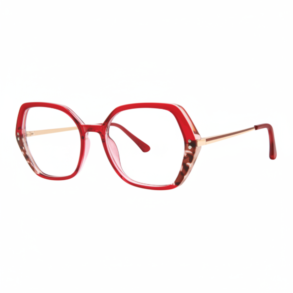 Red Geometric Eyeglasses 1:1