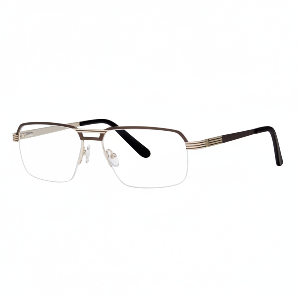 Silver and Black Semi-Rimless Eyeglasses 1:1