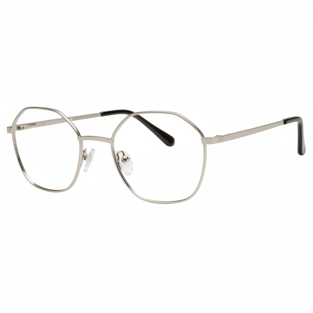 Silver geometric hexagonal eyeglasses 1:1