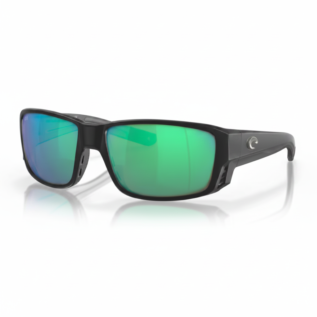 Sunglasses Matte Black Green Mirror Rectangular Sport 1:1 Product Image