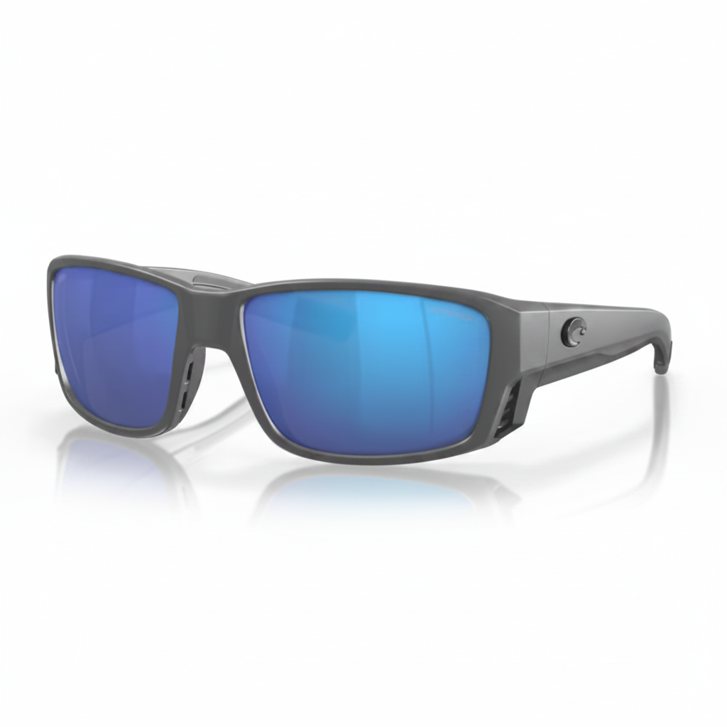 Sunglasses Matte Gray Blue Mirror Rectangular Sport 1:1 Product Image