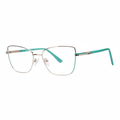 Teal and silver cat-eye butterfly eyeglasses