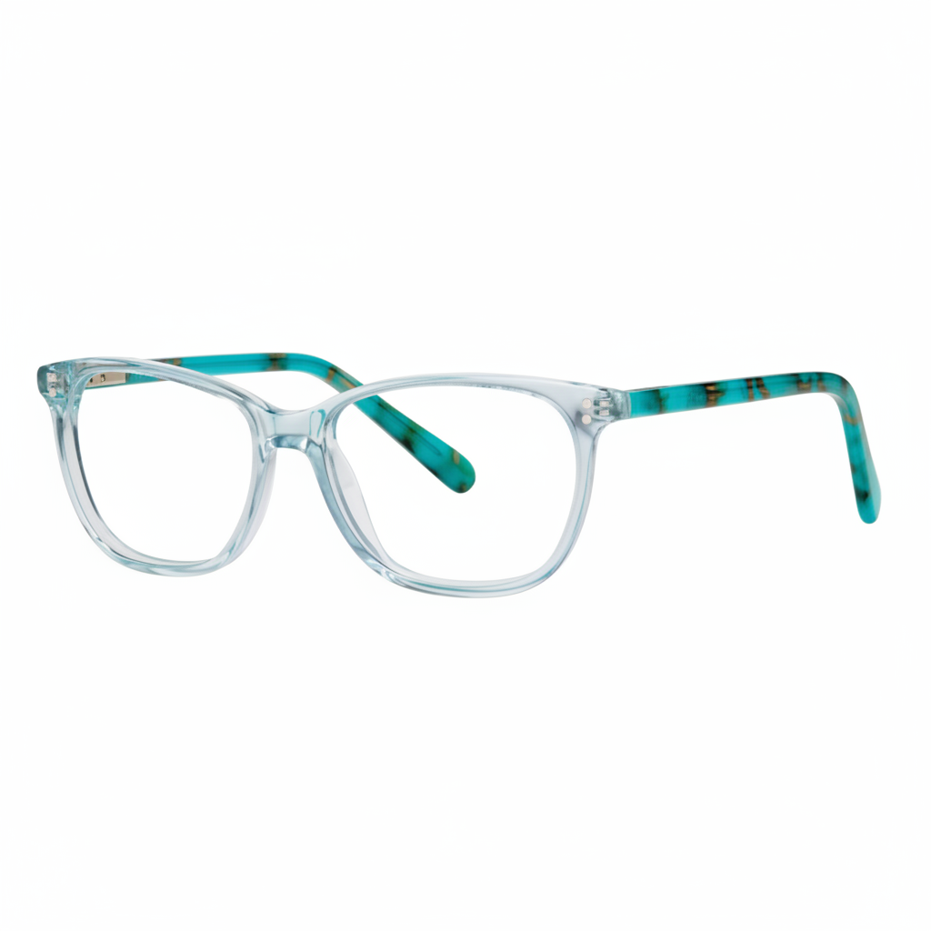 Teal Crystal Square Glasses 1:1