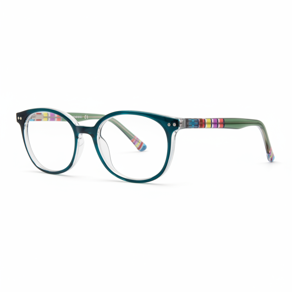 Teal Round Eyeglasses 1:1