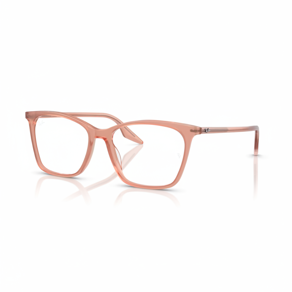 Translucent Peach Square Eyeglasses - 1:1