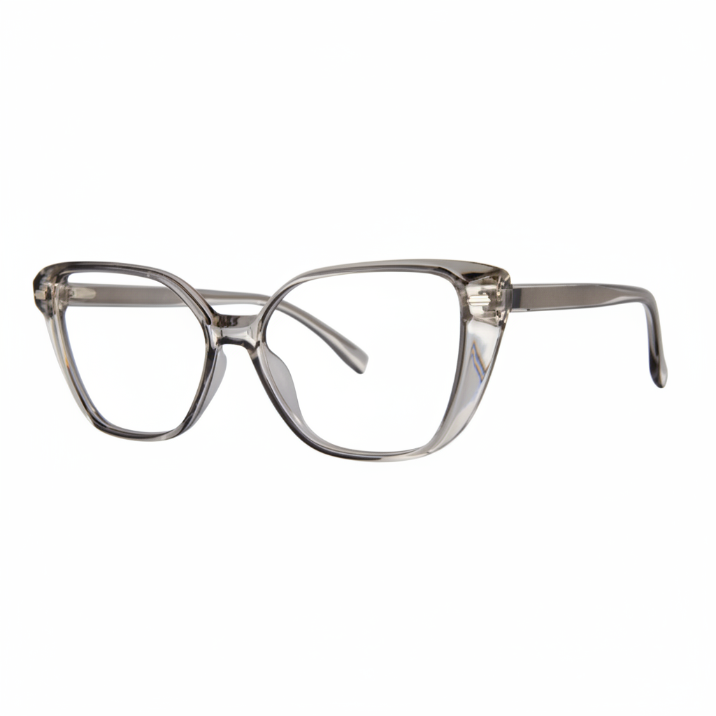Transparent Gray Cat-Eye Eyeglasses