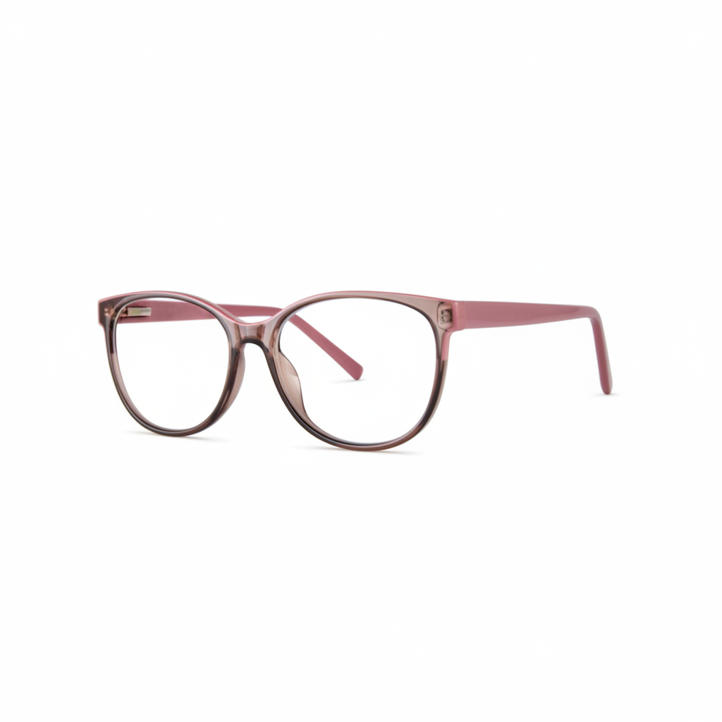 Transparent Mauve Pink Round Eyeglasses