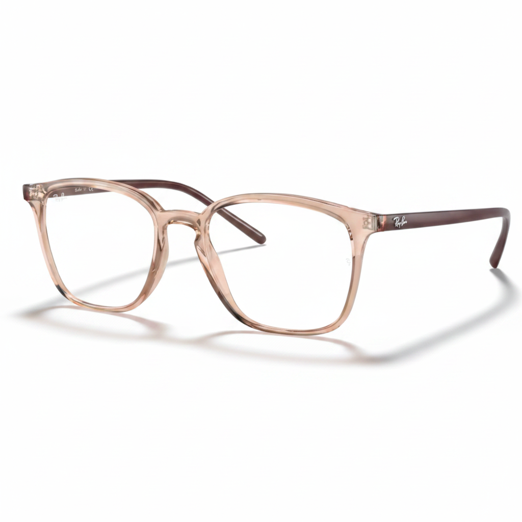 Transparent Pink with Dark Brown Tortoise Temples Square Eyeglasses 1:1