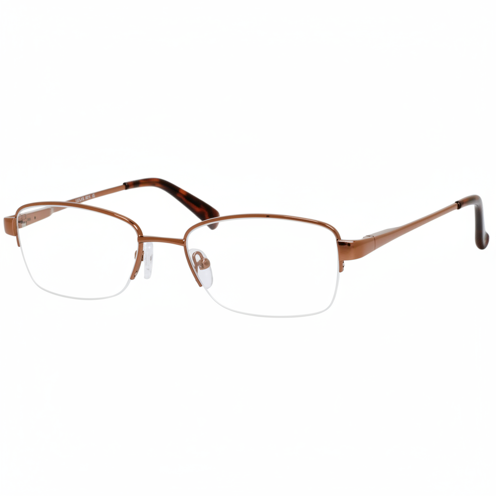 Warm brown semi-rimless rectangular frames — 1:1